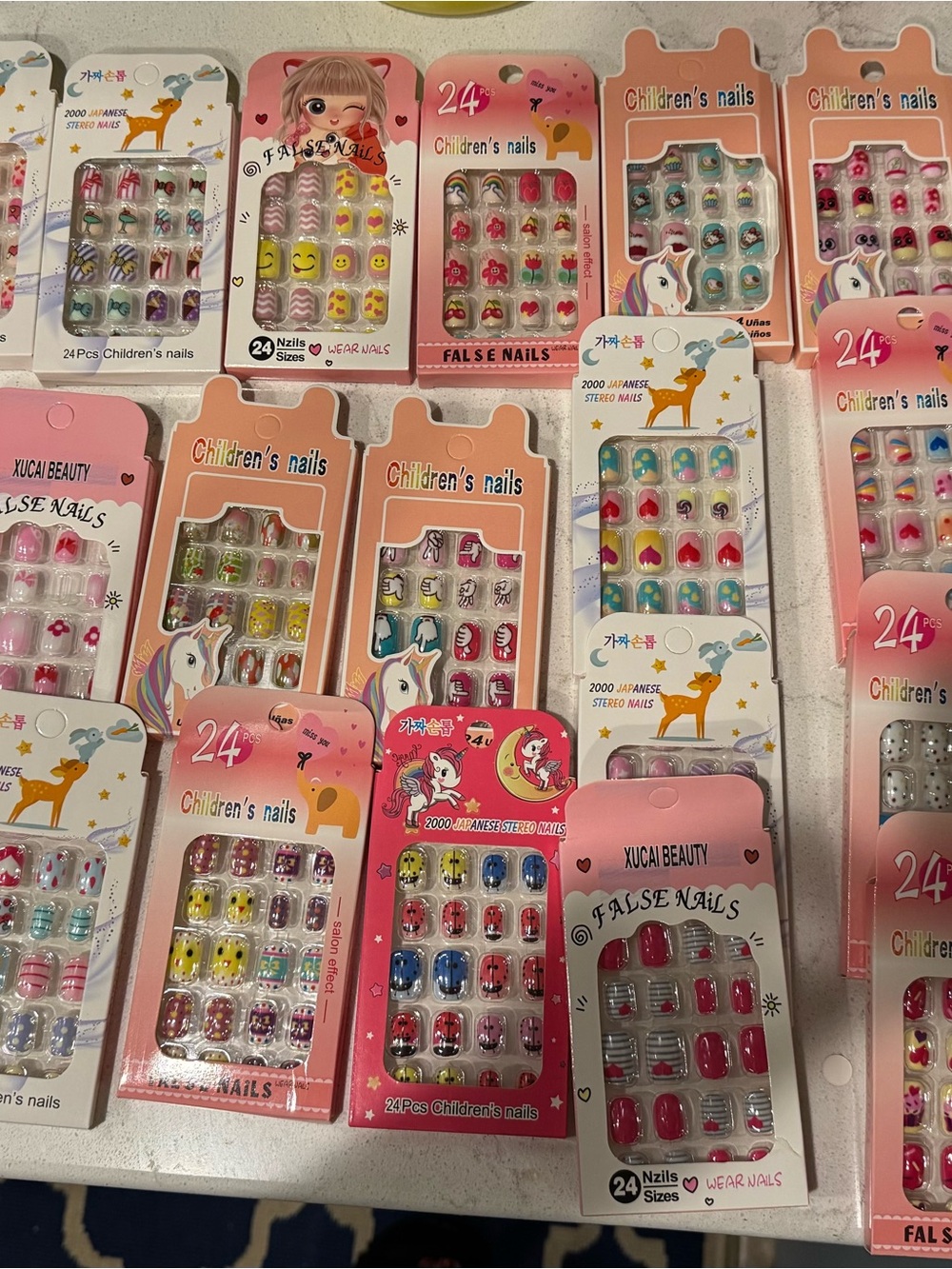 Xucai Beauty Kids' False Nails Pack - Pink Multicolor. 27 sets